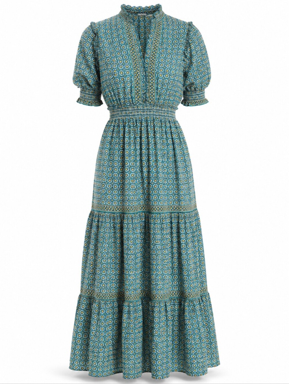Max Studio Floral Smocked Waist Maxi Dress NWT Size M - Picture 2 of 7
